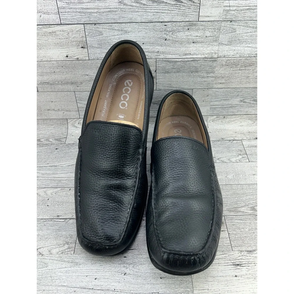 ECCO Mens Black‎ Pebbled Leather Handsewn Loafers Slip On Shoes EU 43 US 9-9.5